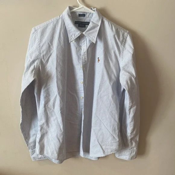 Woman’s Ralph Lauren Blue Striped Shirt - Picture 4 of 5